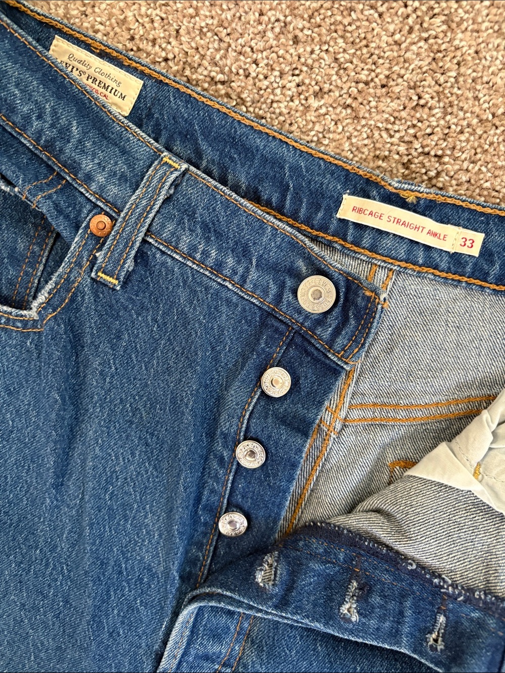 Levi's Dark Blue Straight Leg Button-Fly Jeans